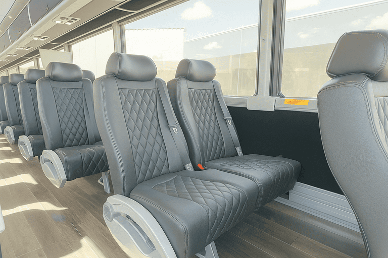 interior of Gilbert Coach Bus Service charter bus