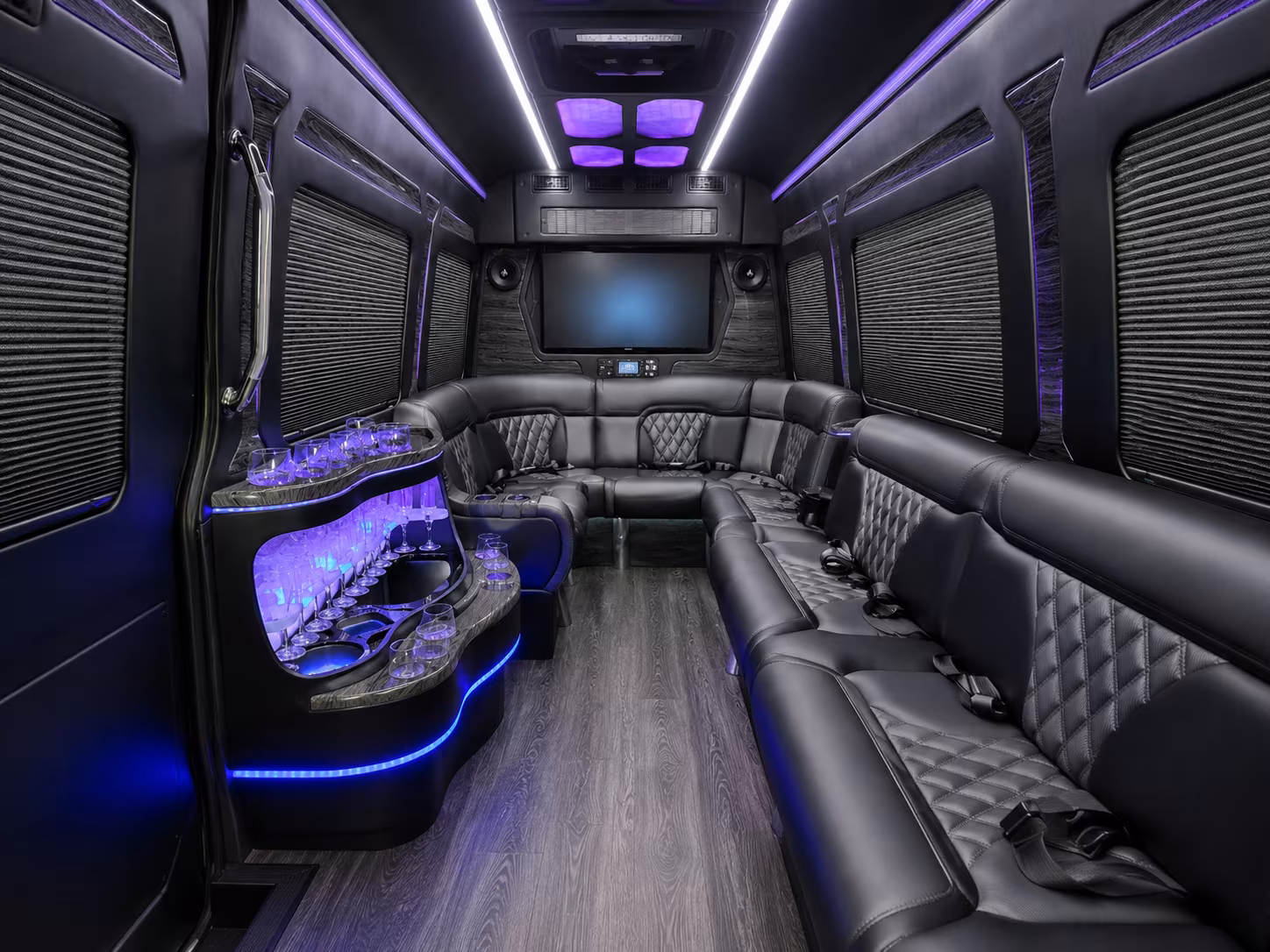 gilbert 30 passenger party bus inside