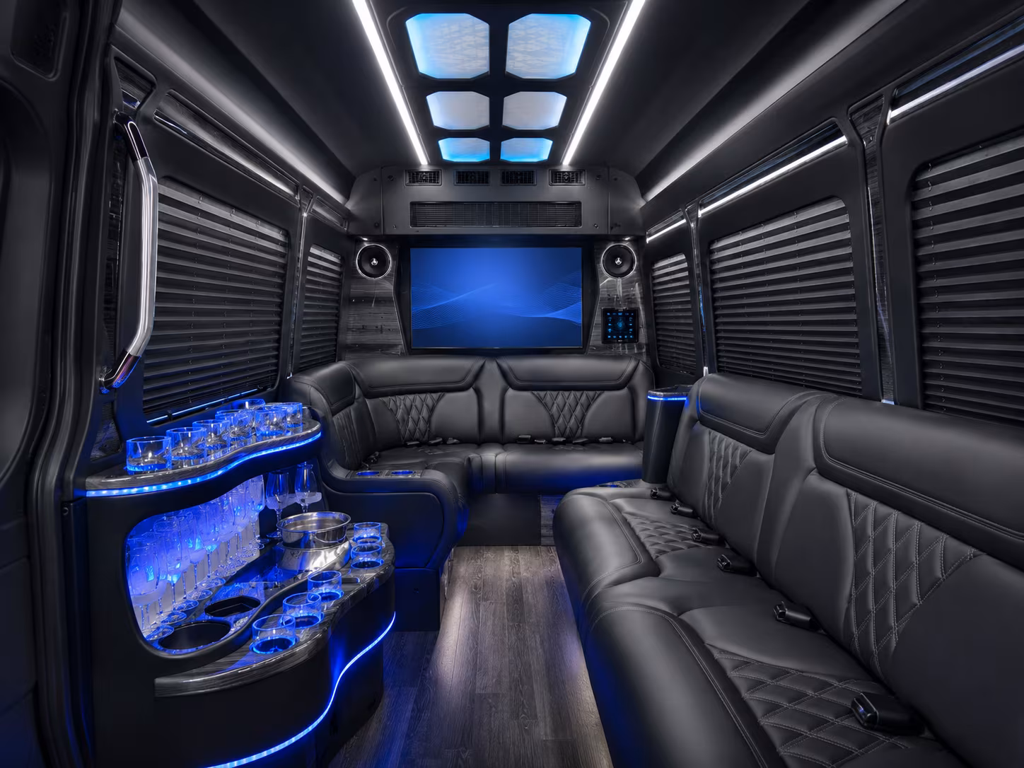 gilbert 40 passenger party bus inside
